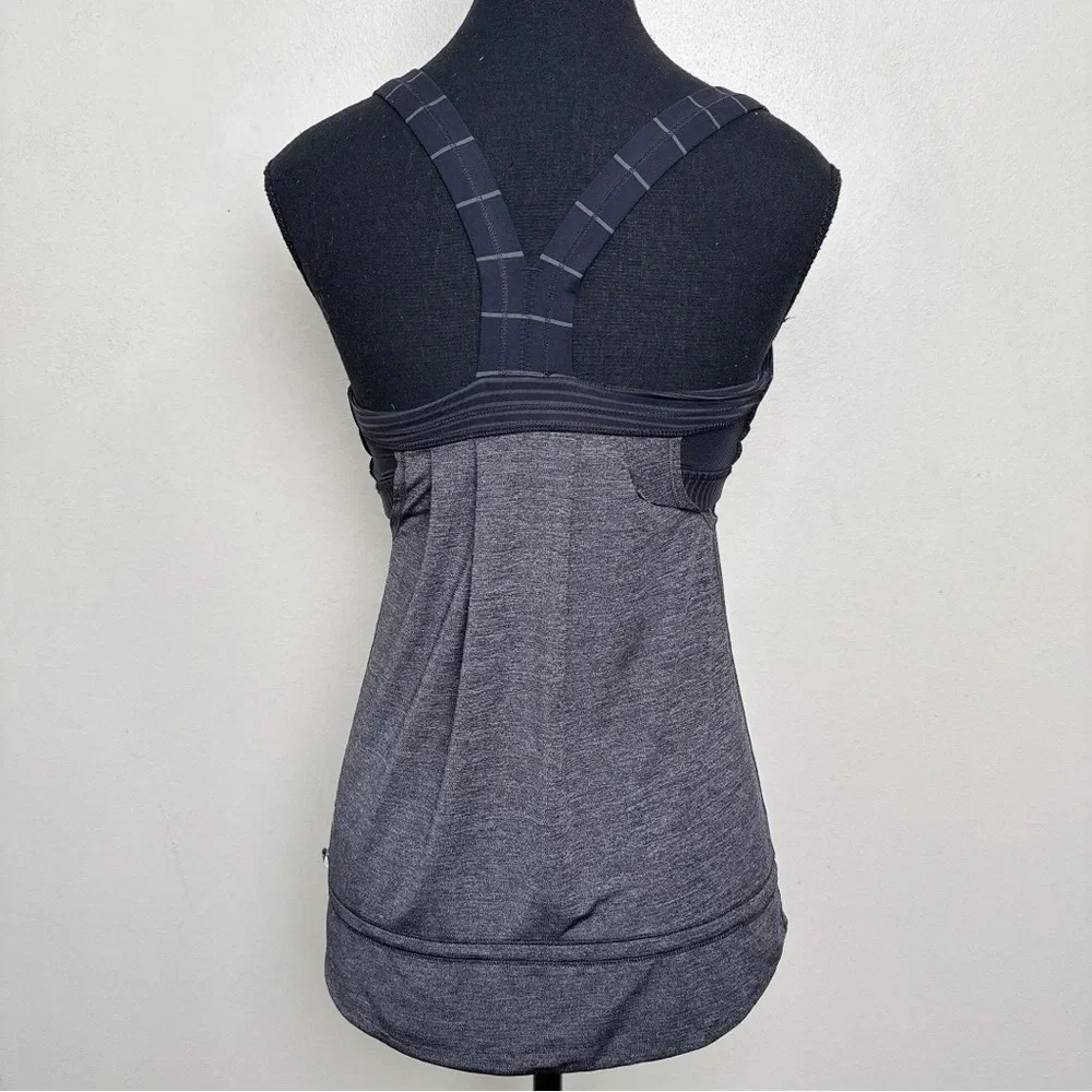 Lululemon Womens 4 Rest Less Tank Heathered Black